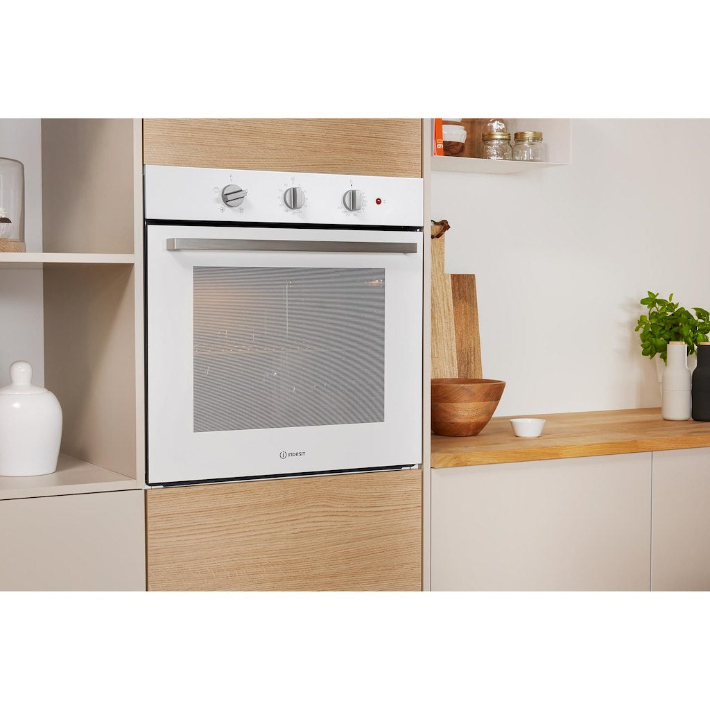 CLICK&CLEAN - Single Fan Oven - 66L - Dial Control - White With Tilting Grill and Programable Timer