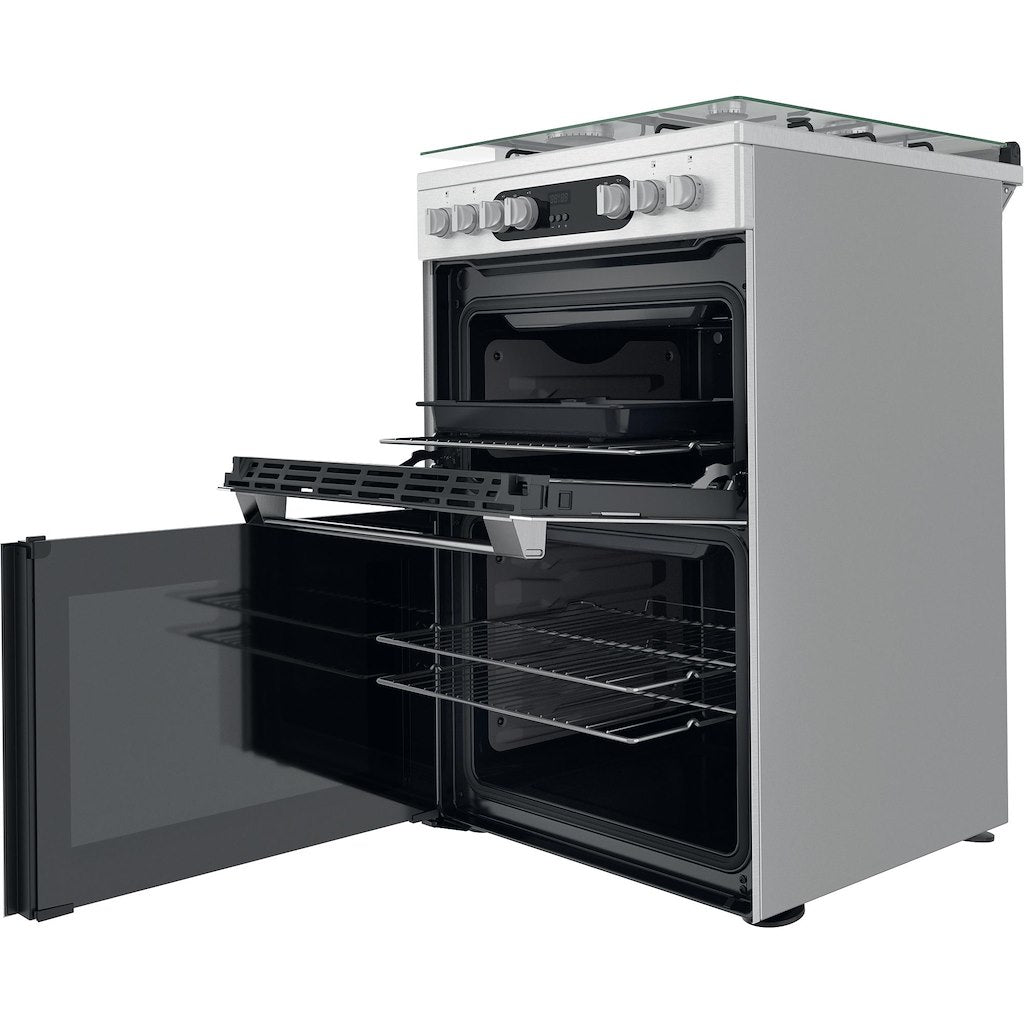 Hotpoint Double Dual Fuel Cooker - Stainless Steel - 60cm - A | A Rated - HDM67G9C2CX/U