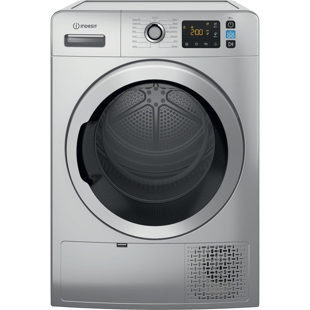 Indesit Heat Pump Tumble Dryer: Freestanding, 8,0kg - YT M11 82SS X UK - Silver