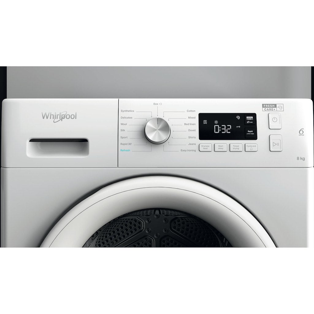 Whirlpool Freestanding Heat Pump FreshCare+ Dryer - White - 8kg - 1200rpm - A++ Rated - FFT M11 8X2 UK