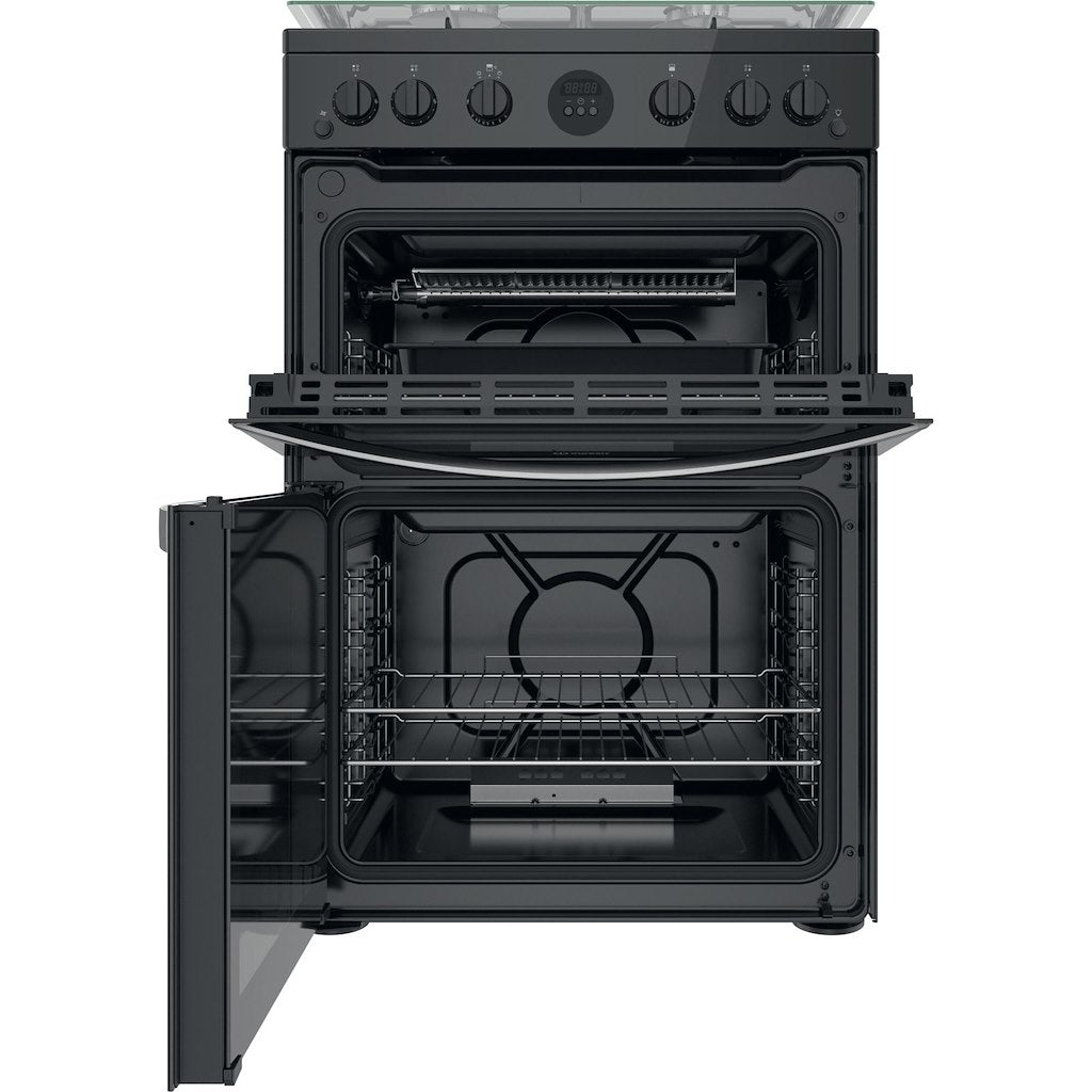 Gas Double Oven Cooker - Digital Display - Black With Click&Clean and Programable Timer