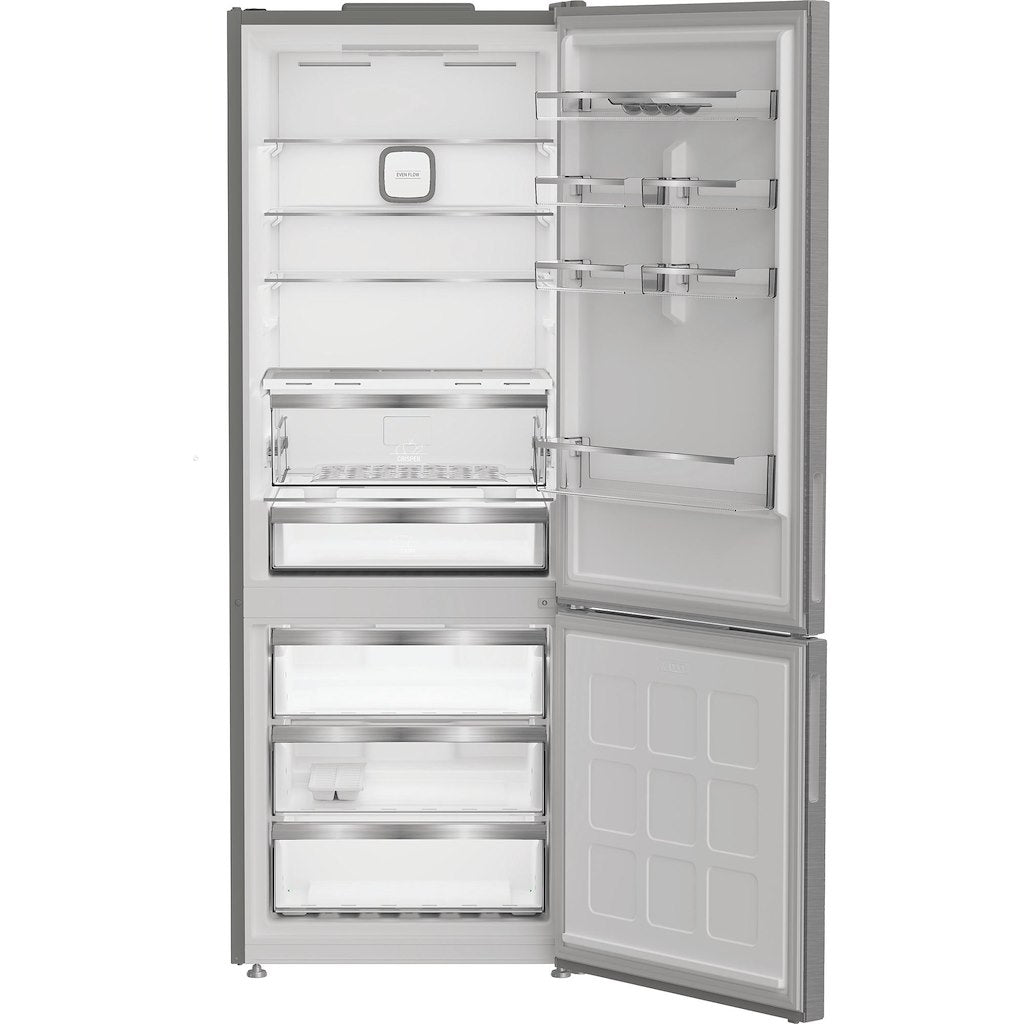 Dual No Frost 2 Door XL Fridge Freezer with Even Flow- Titanium Inox - 70CM - 490L
