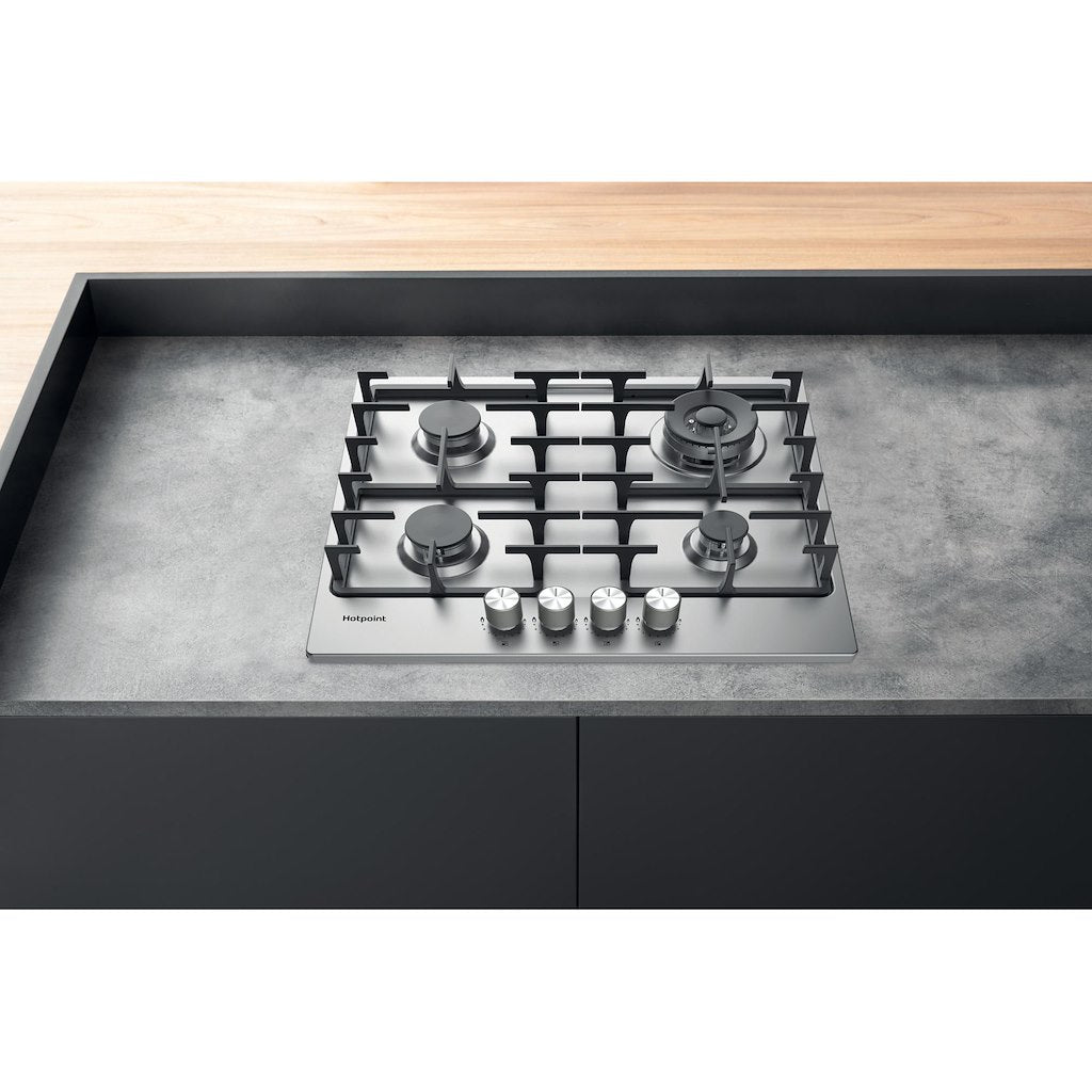 Hotpoint 4 Burner Gas Hob - Stainless Steel - 60cm - PPH 60G DF IX UK