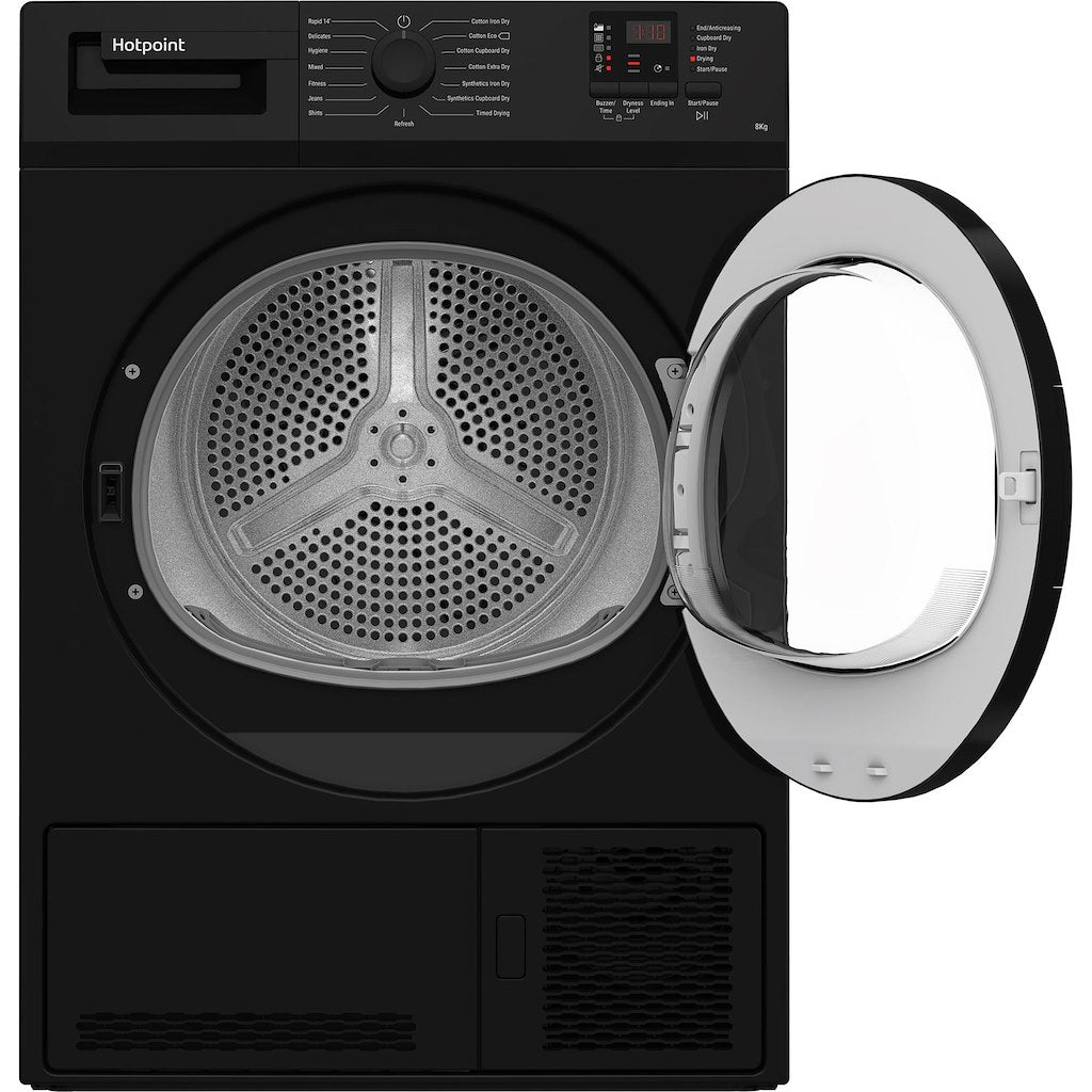 Hotpoint Dryer 8KG Condenser Sensor Dry Black 15 cycles