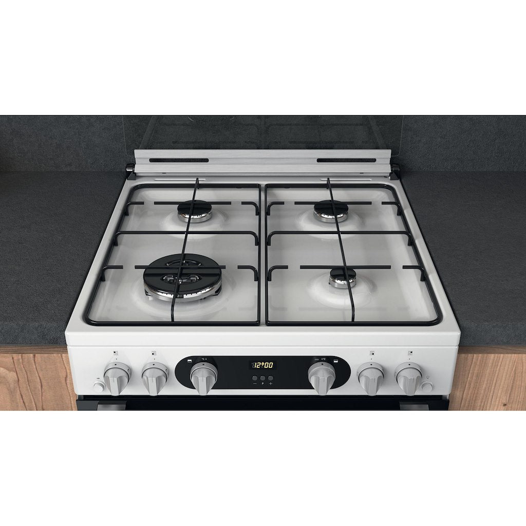 Hotpoint Double Gas Cooker - White - 60cm - A+ | A+ Rated - HD67G02CCW/UK