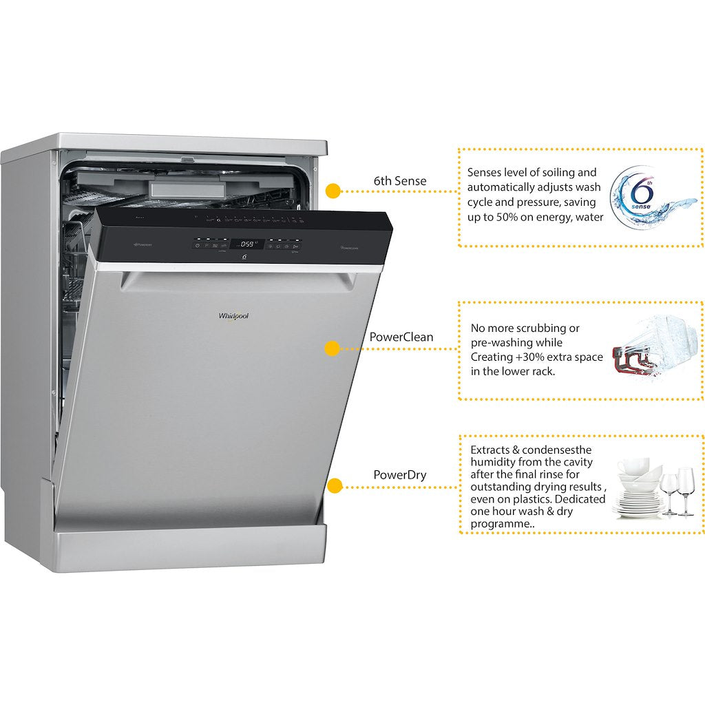 Whirlpool Dishwasher: in Stainless Steel - WFO 3P33 DL X UK