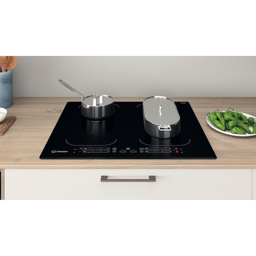 60CM Push&Go Induction Hob - Black - 9 Power Levels - Touch Control With 9 Power Levels and 2 X Dual Zone