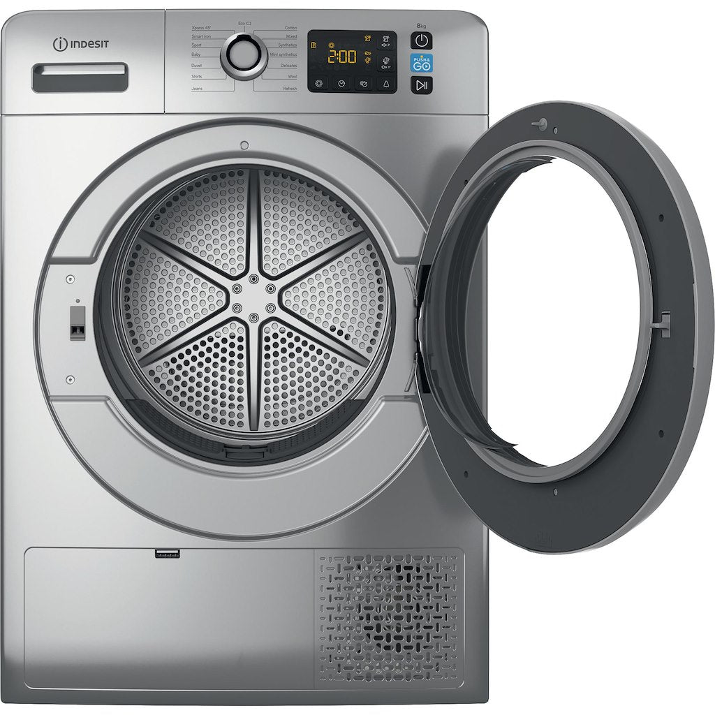Indesit Heat Pump Tumble Dryer: Freestanding, 8,0kg - YT M11 82SS X UK - Silver