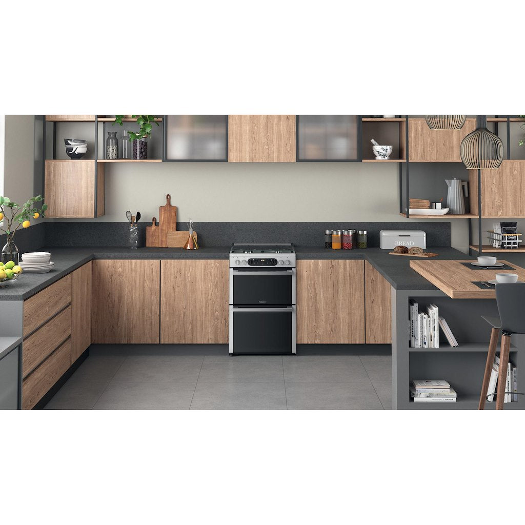 Dual Fuel Double Oven Cooker - Stainless Steel With Two Full Fan Ovens and Steam Function