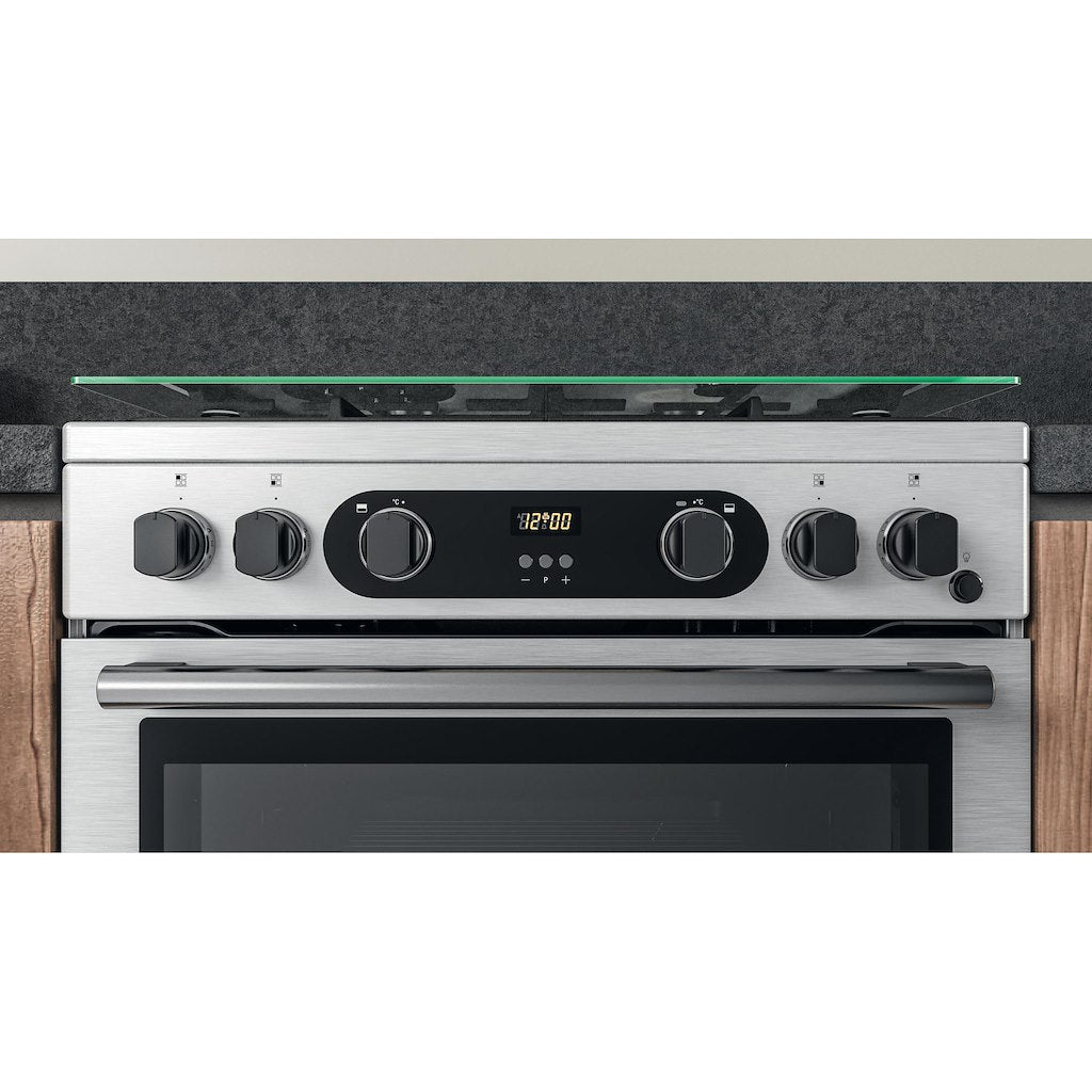 Gas Double Oven Cooker - Stainless Steel With Easy Clean Removable Door and Wok Burner