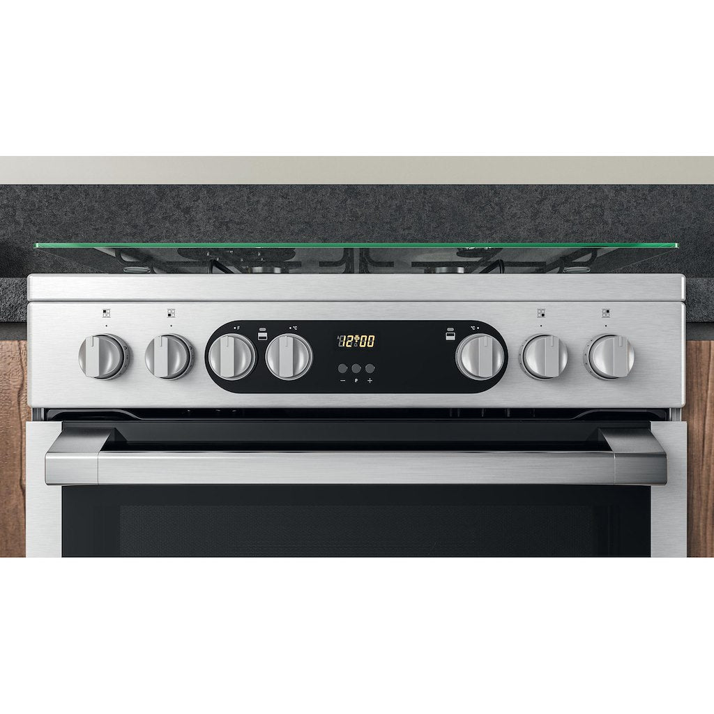 Hotpoint Double Dual Fuel Cooker - Stainless Steel - 60cm - A | A Rated - HDM67G9C2CX/U