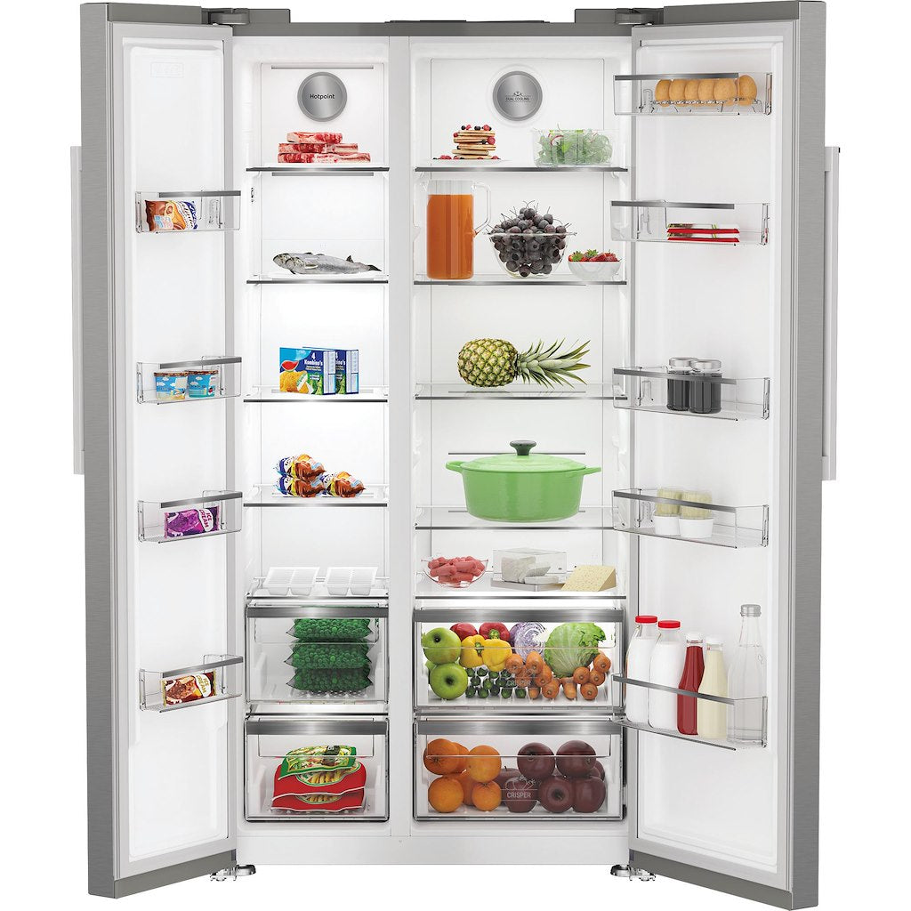 Hotpoint Dual No Frost American Fridge Freezer - Silver - E Rated