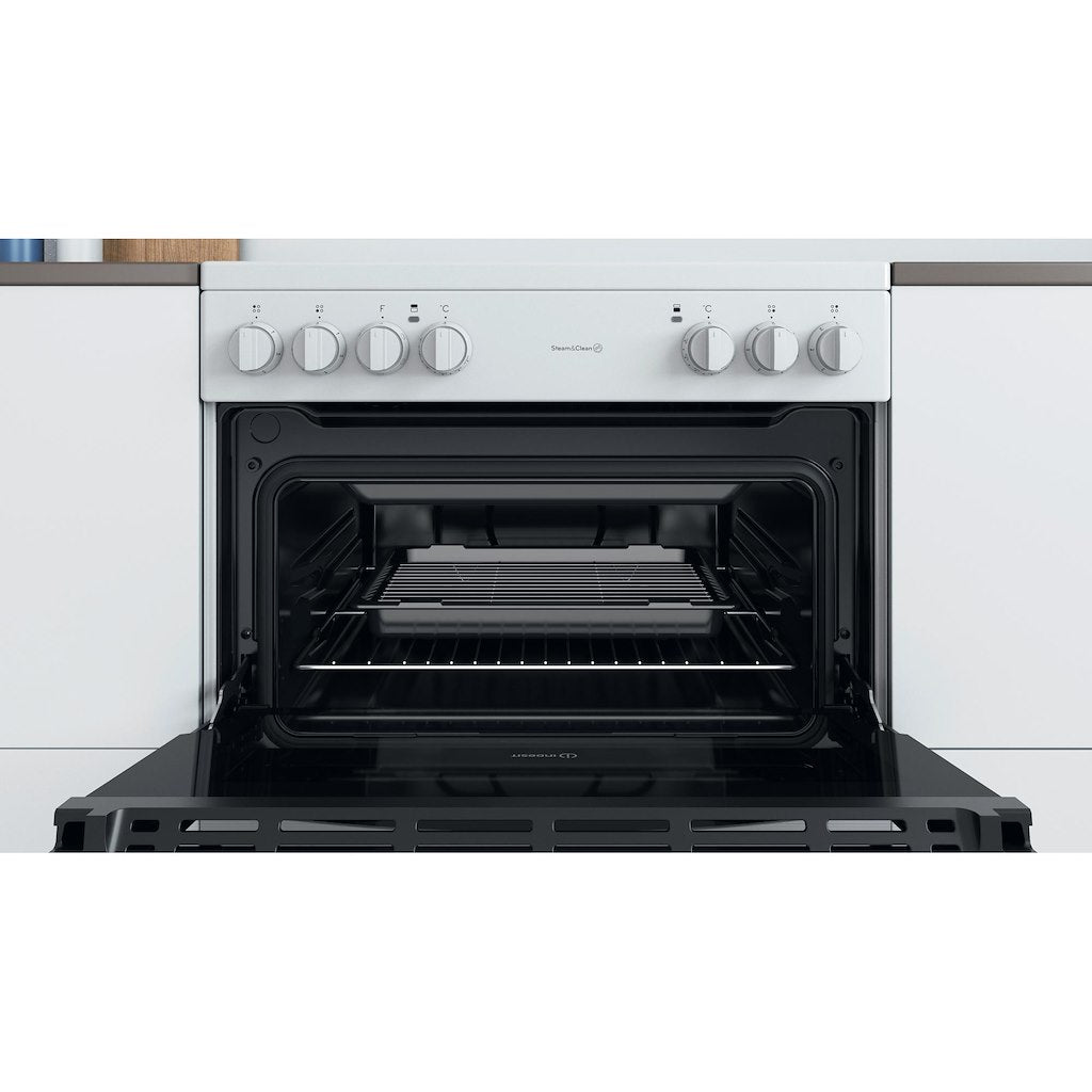 Electric Double Oven Cooker - Fan Oven - White With Click&Clean and Ceramic Hob