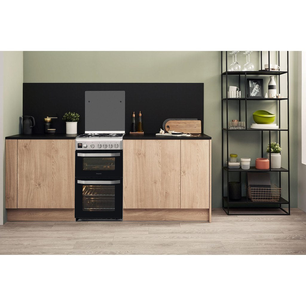 Gas Double Oven Cooker - Coventional Oven - Stainless Steel With Fast Preheat and Digital Clock & Minute Minder