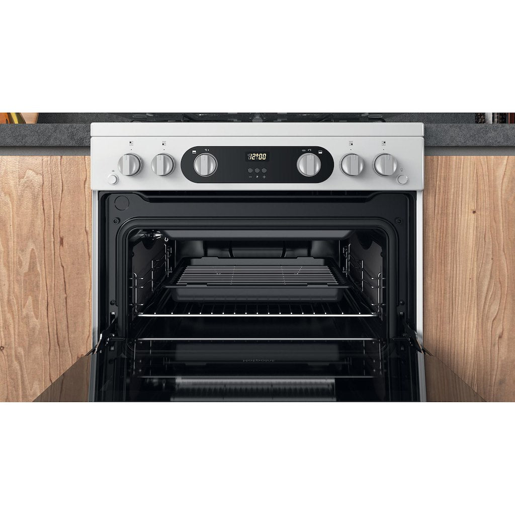 Hotpoint Double Gas Cooker - White - 60cm - A+ | A+ Rated - HD67G02CCW/UK