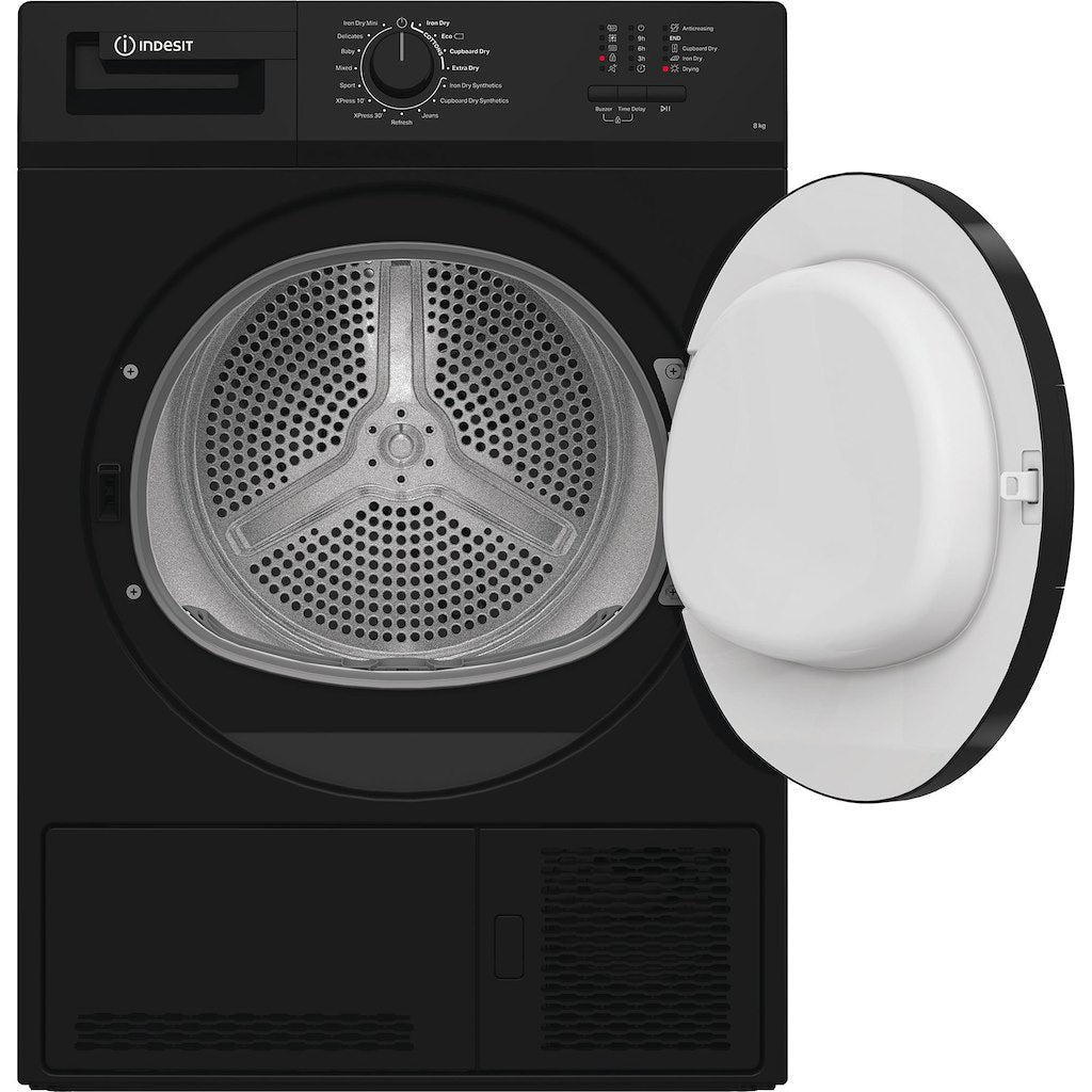 Indesit Dryer 8KG Condenser Sensor Dry Black 15 cycles
