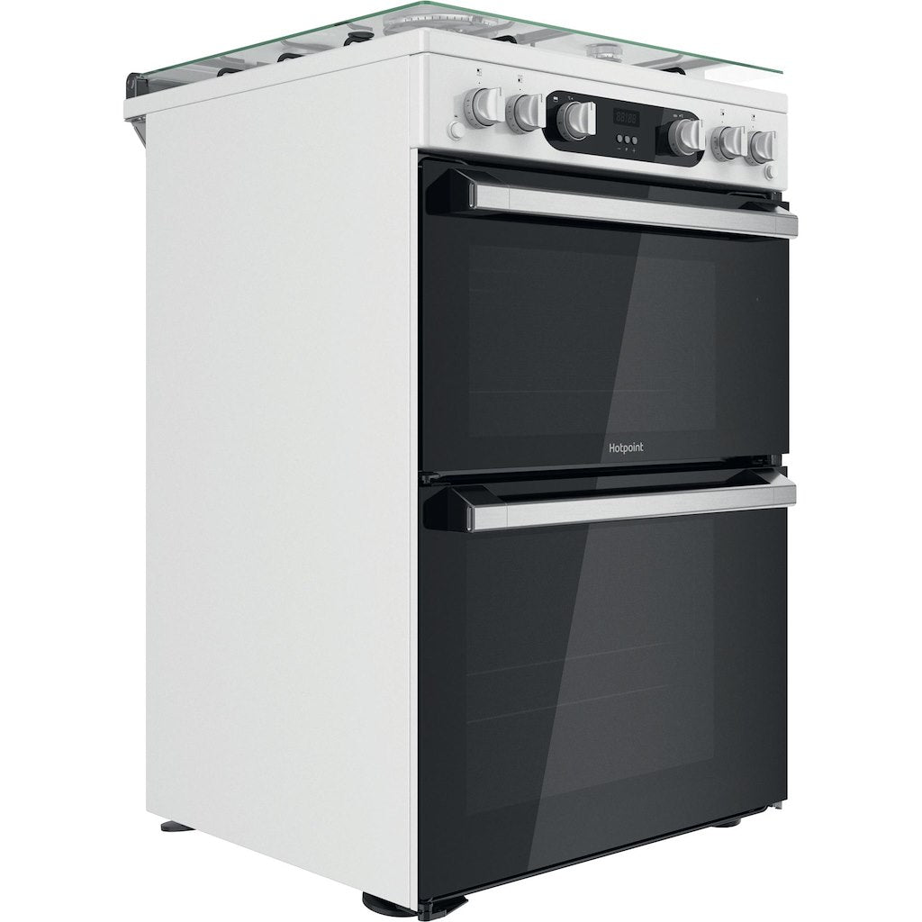 Hotpoint Double Gas Cooker - White - 60cm - A+ | A+ Rated - HD67G02CCW/UK