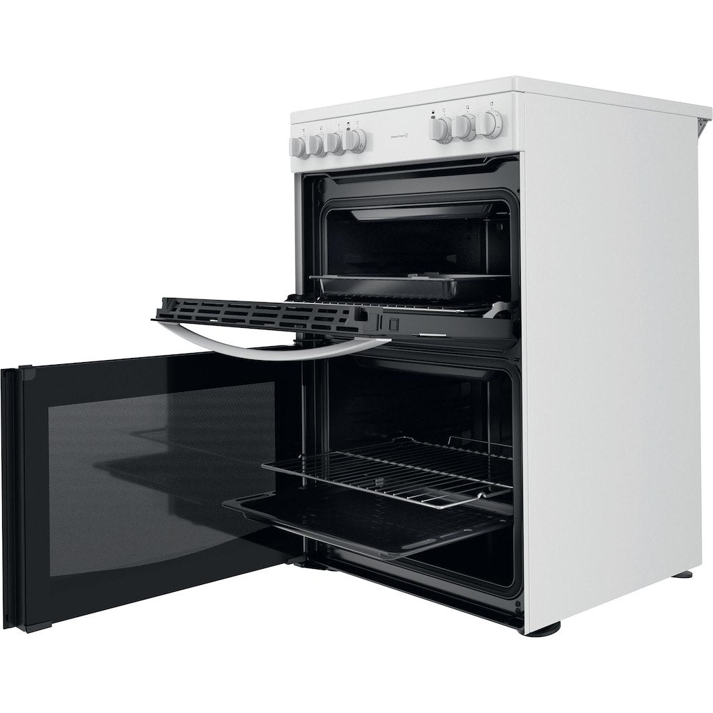 Electric Double Oven Cooker - Fan Oven - White With Click&Clean and Ceramic Hob