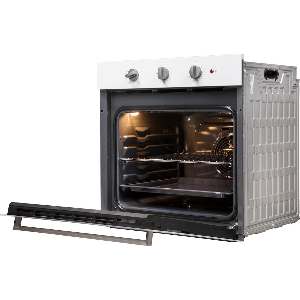 CLICK&CLEAN - Single Fan Oven - 66L - Dial Control - White With Tilting Grill and Programable Timer