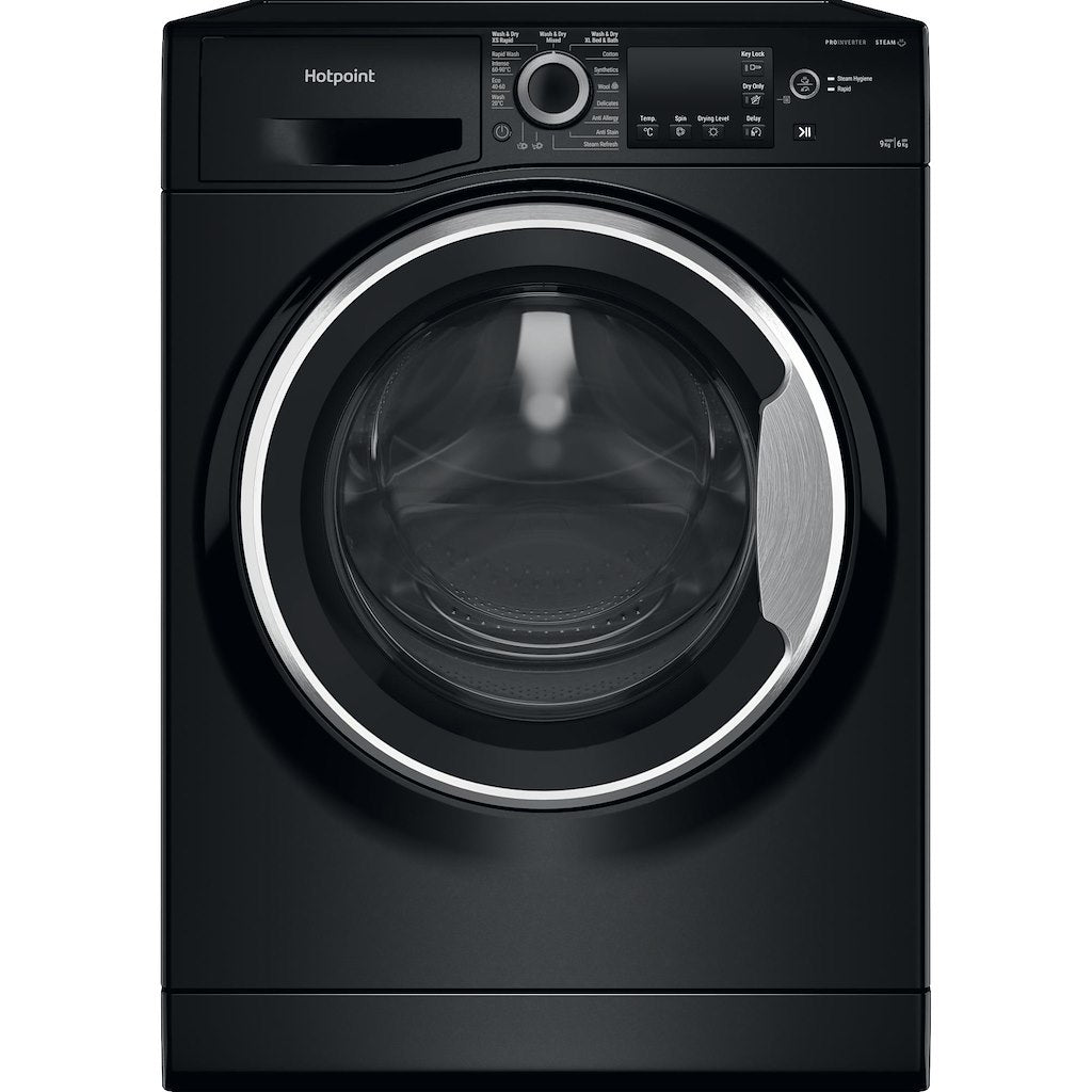 Hotpoint NDB9635BSUK black 9+6kg washer dryer - freestanding