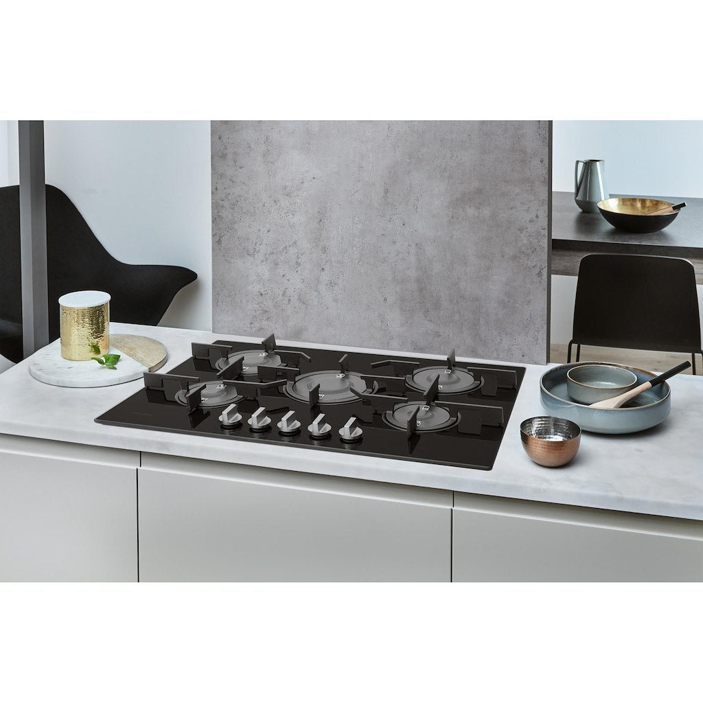 Whirlpool POW75D2/NB Gas On Glass 75CM Hob - Black