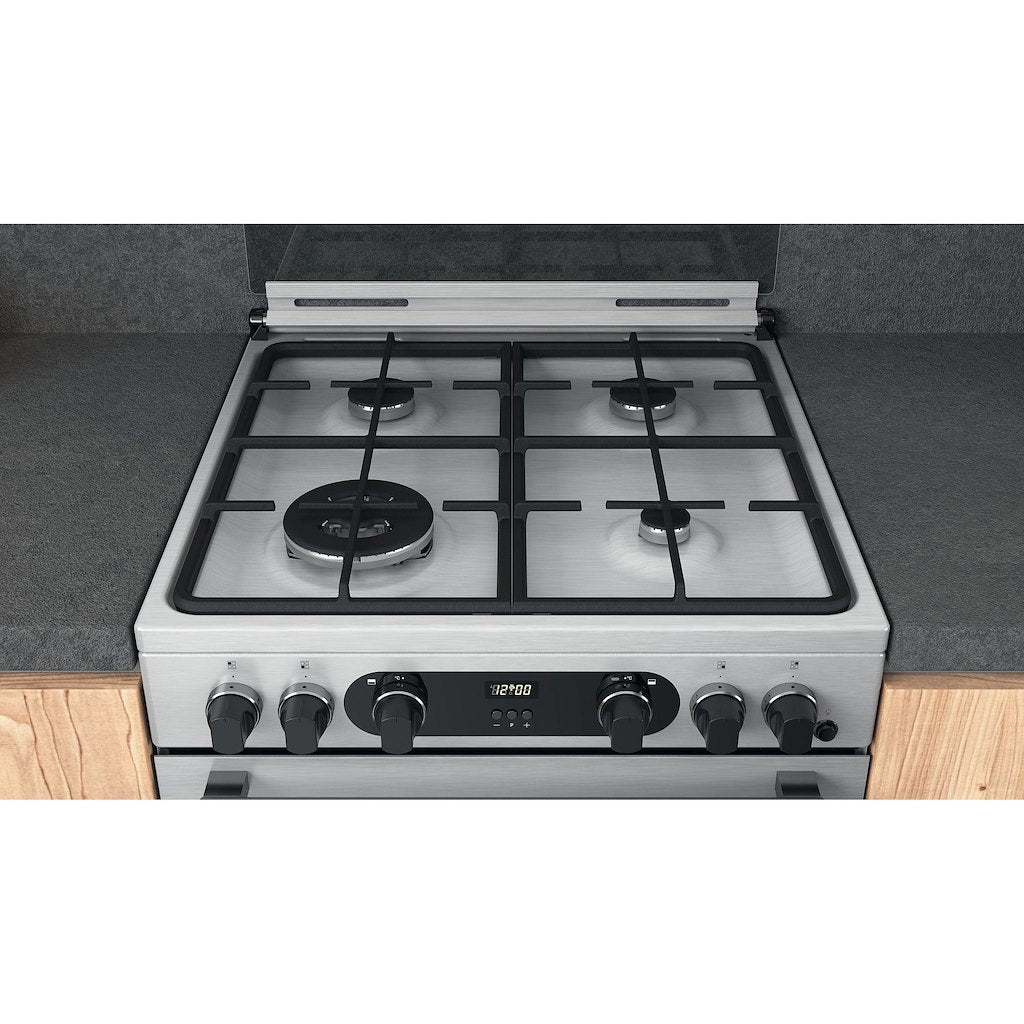 Gas Double Oven Cooker - Stainless Steel With Easy Clean Removable Door and Wok Burner