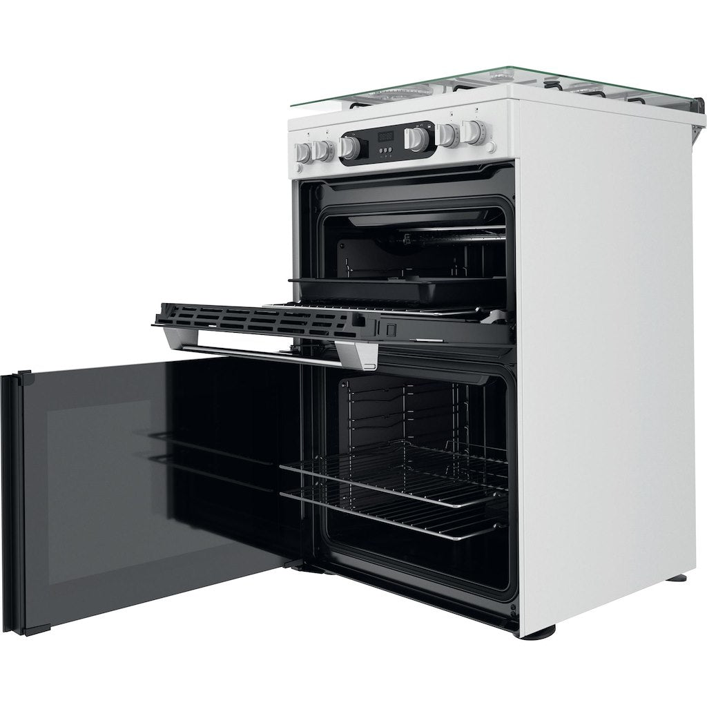Hotpoint Double Gas Cooker - White - 60cm - A+ | A+ Rated - HD67G02CCW/UK