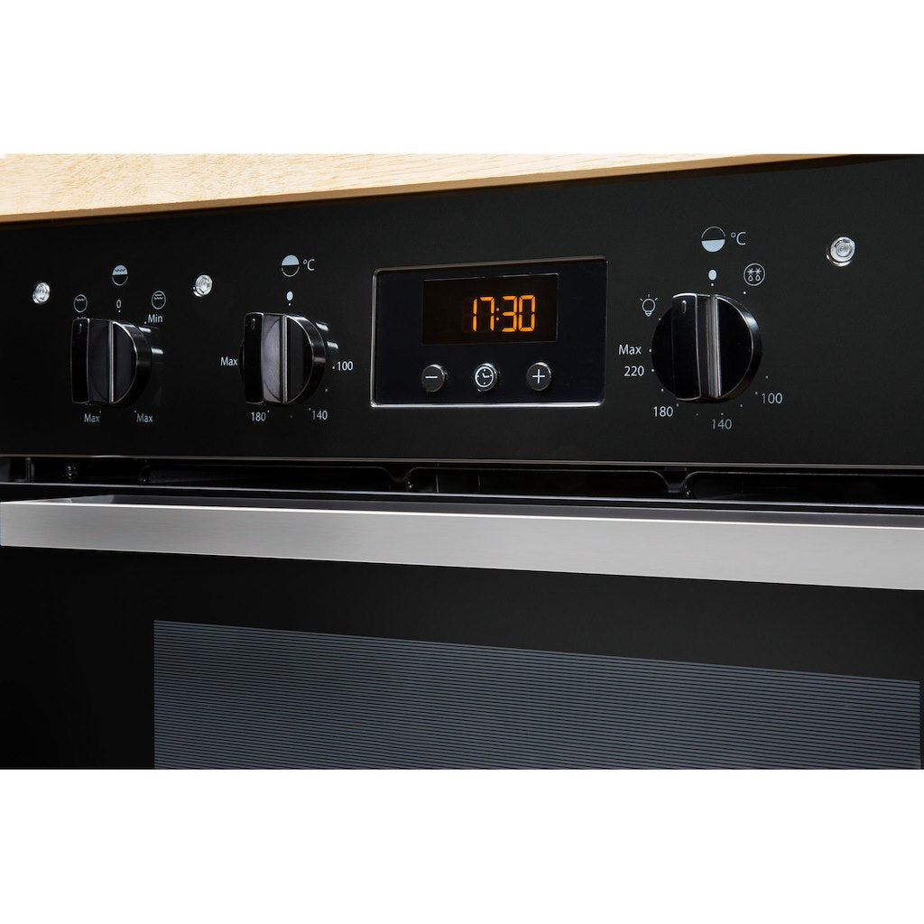 Double Oven - Digital Display - Black With Minute Minder, Defrost & Slowcook and Light In Main Cavity