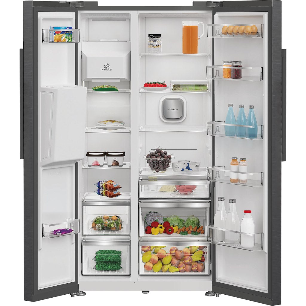 Dual No Frost Side by Side American Fridge Freezer with FreshShield - Inox - 91CM - 571L