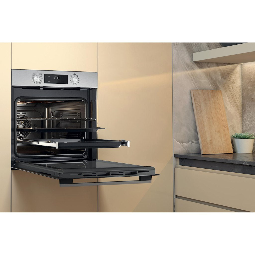 W5 Single Fan Oven - Hydrolytic - Multifunction 8 - 71L With Lcd Push Push And A+ Energy In Stainless Steel