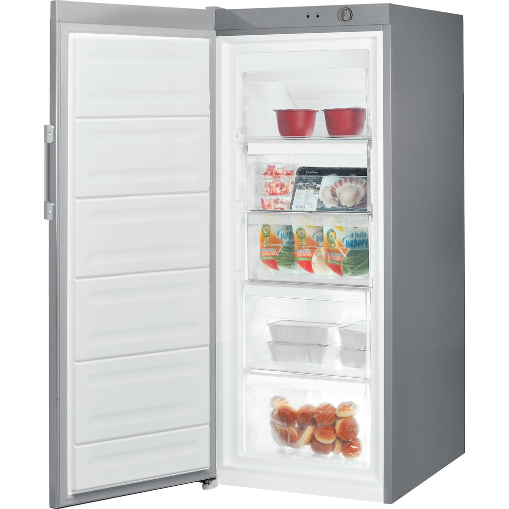 Freestanding upright freezer: silver colour