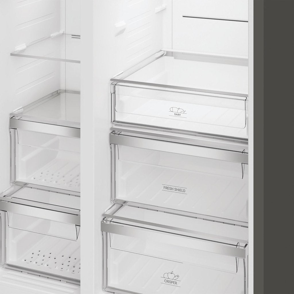 Dual No Frost Side by Side American Fridge Freezer with FreshShield - Inox - 91CM - 571L