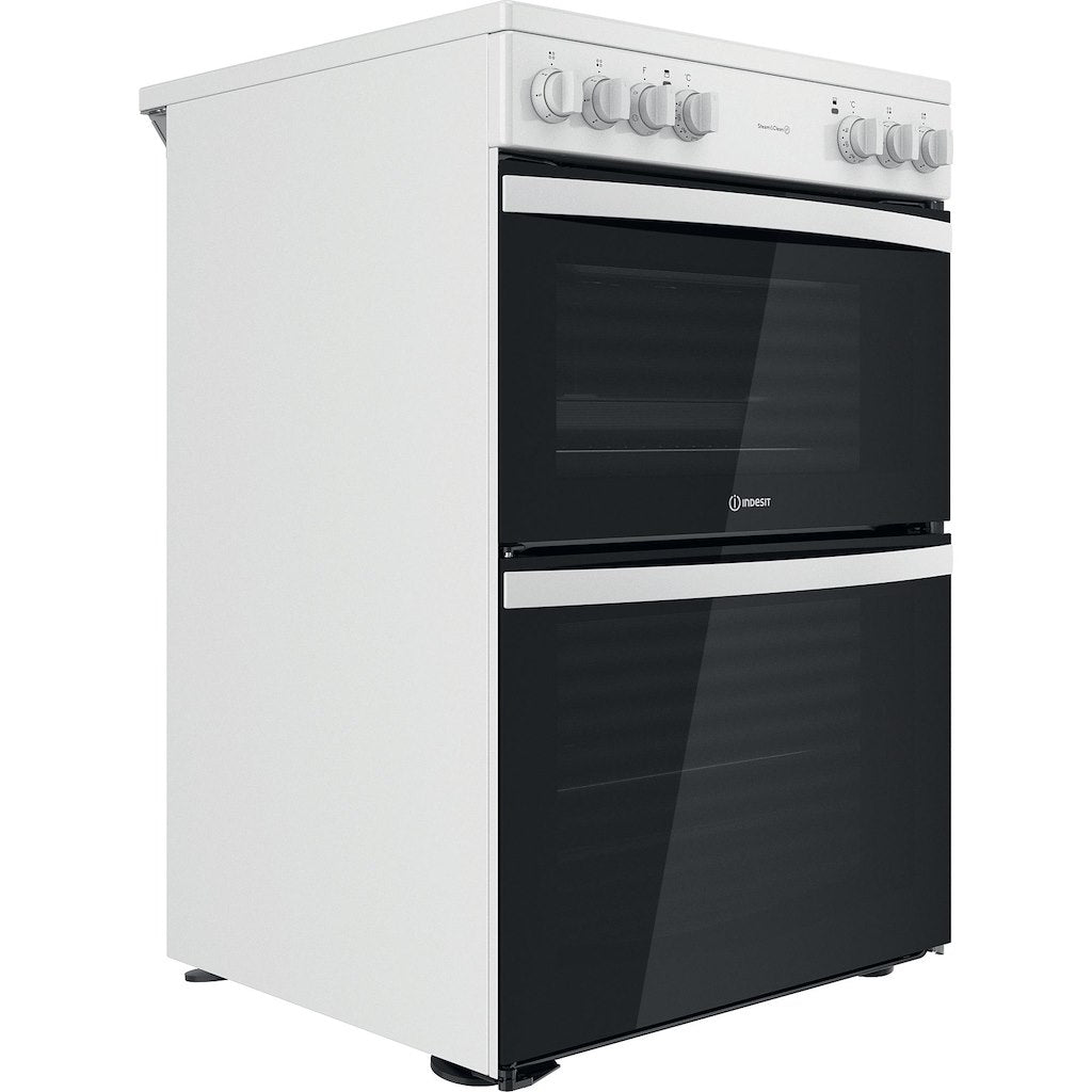 Electric Double Oven Cooker - Fan Oven - White With Click&Clean and Ceramic Hob