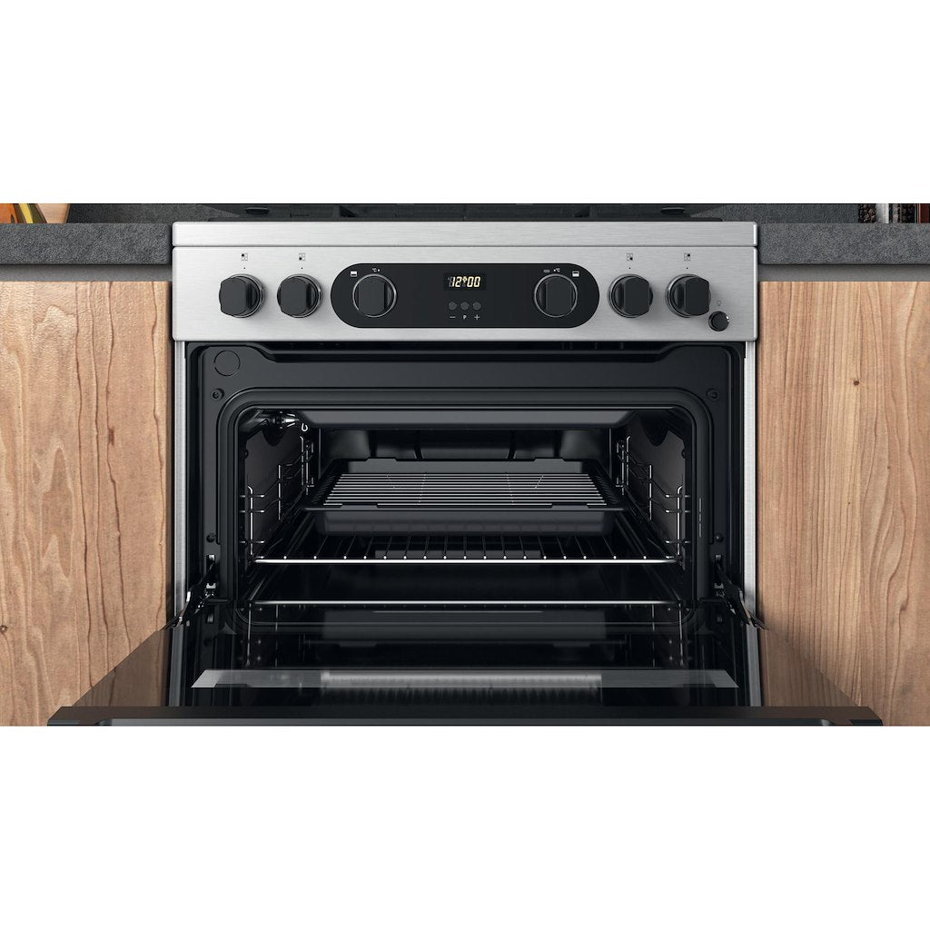 Gas Double Oven Cooker - Stainless Steel With Easy Clean Removable Door and Wok Burner