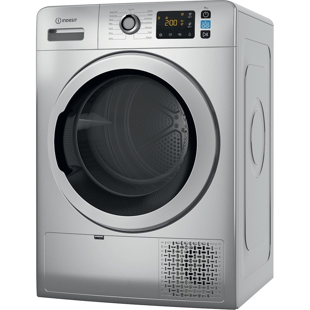 Indesit YT M11 92SS X UK 9kg Freestanding Heat Pump Tumble Dryer - Silver