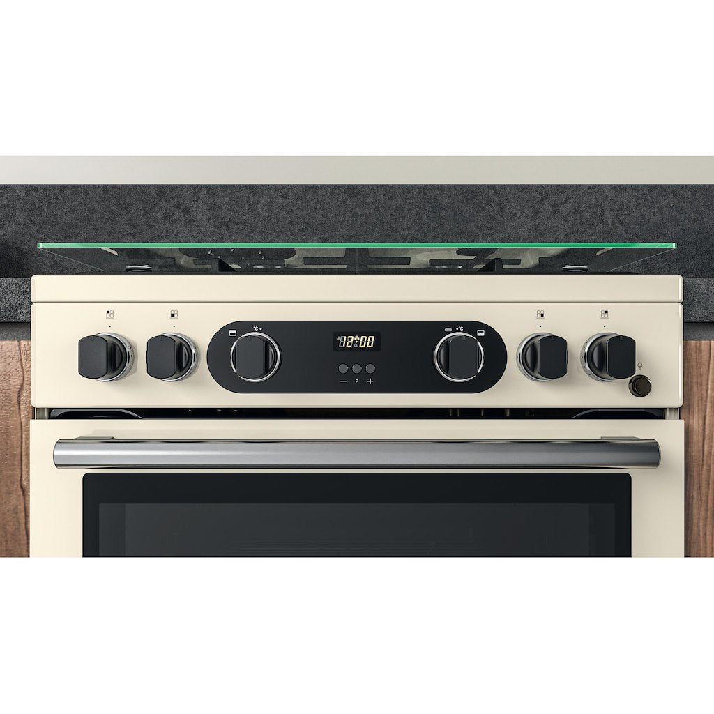 Hotpoint Gas Double Cooker - Cream - 60cm - A+ | A+ - CD67G0C2CJ/UK