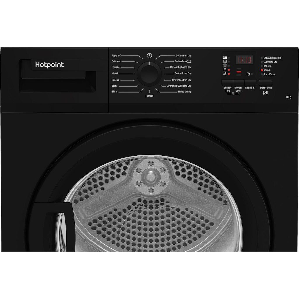 Hotpoint Dryer 8KG Condenser Sensor Dry Black 15 cycles