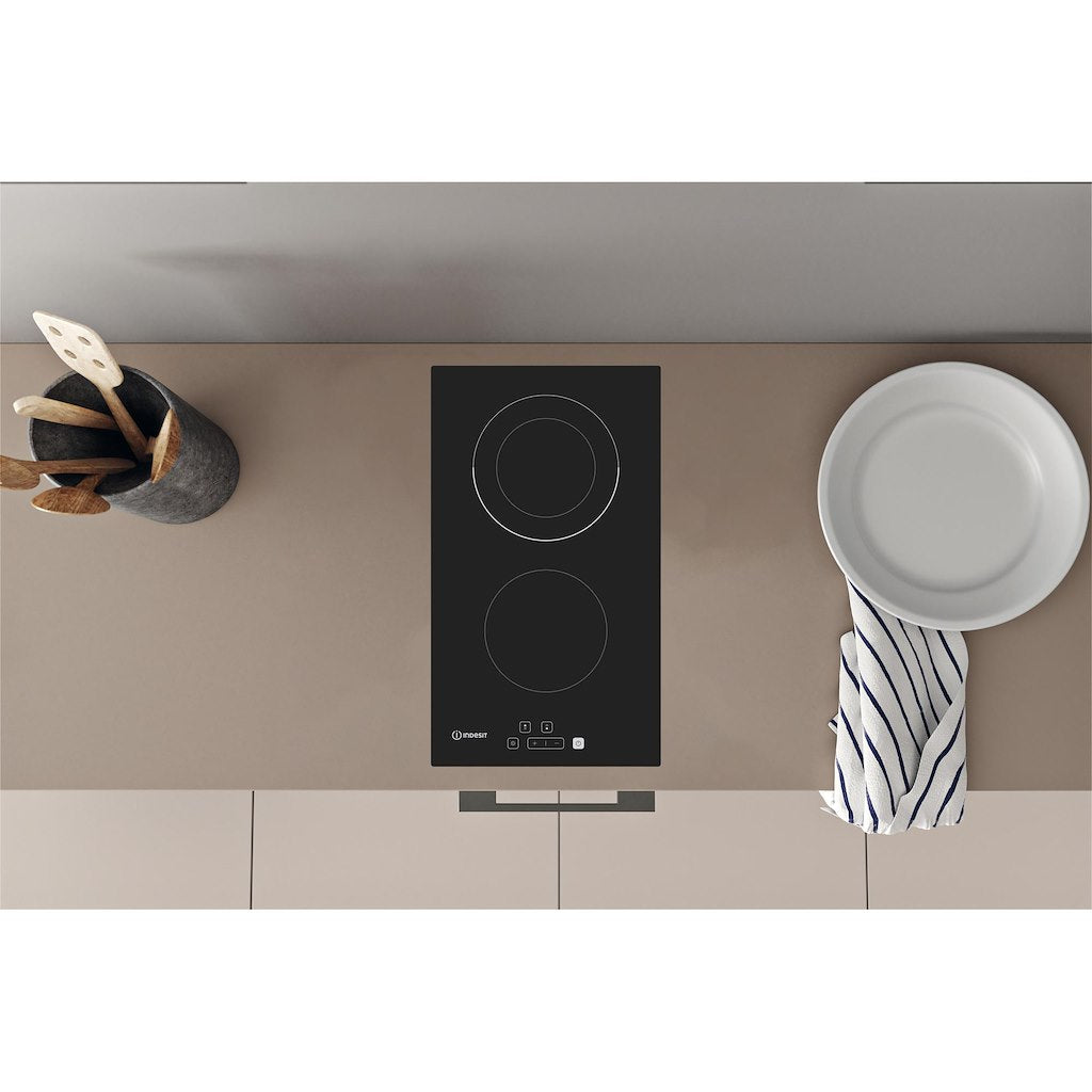 30CM Double Ring Zone Electric Ceramic Hob - Black - Touch Control - 2 Zones With 9 Power Levels and Residual Heat Indicator
