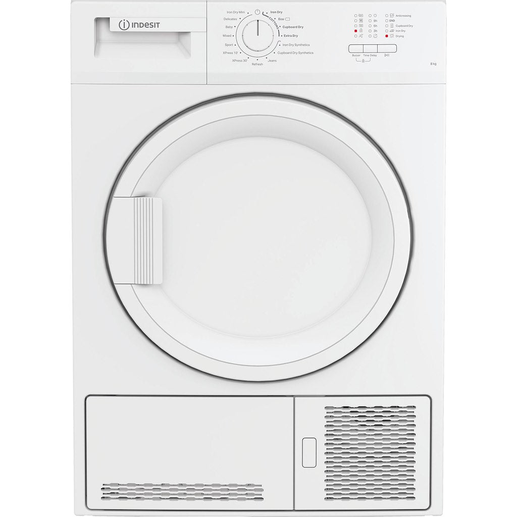 Indesit Dryer 8KG Condenser Sensor Dry White 15 cycles