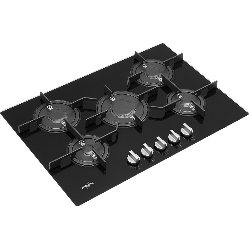 Whirlpool POW75D2/NB Gas On Glass 75CM Hob - Black