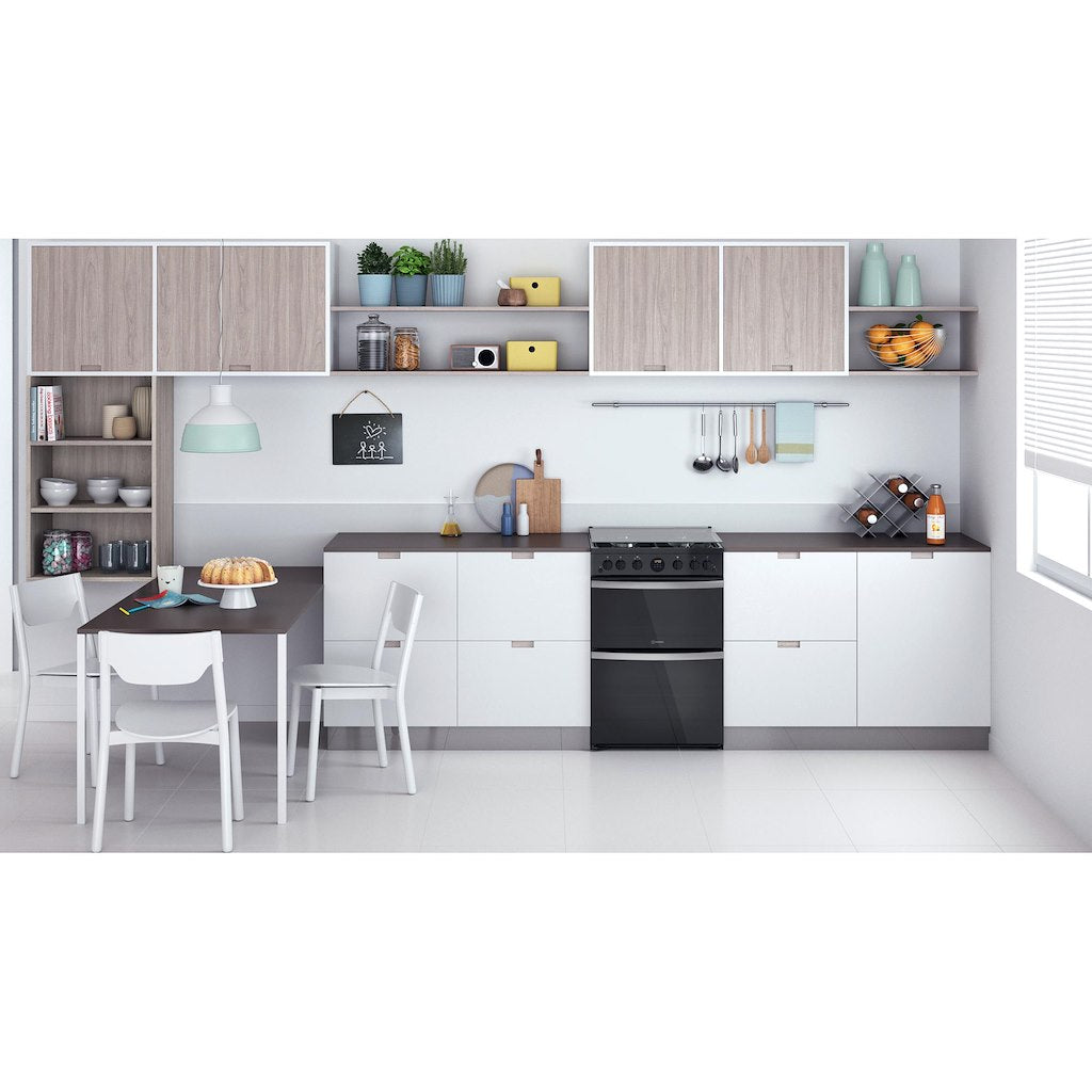 Gas Double Oven Cooker - Digital Display - Black With Click&Clean and Programable Timer